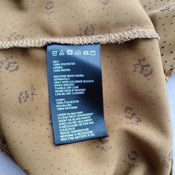 UO Kimchi Blue Mustard Lace up Dress 4 floral ruffles olive corset style front - Picture 6 of 13